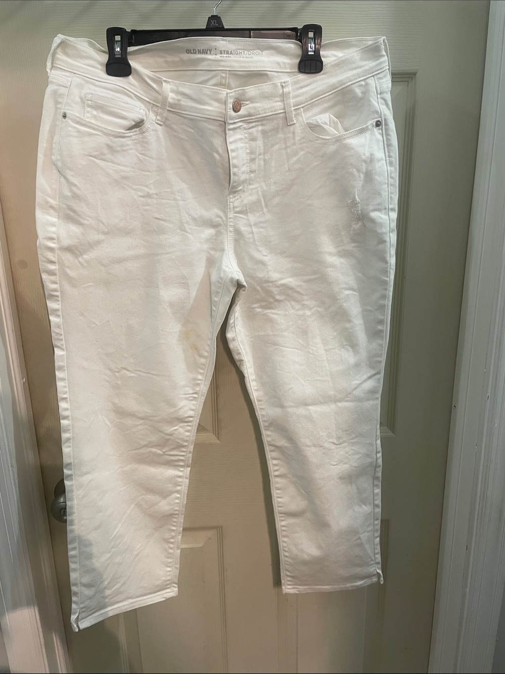 Old Navy White Cropped Straight-Leg Jeans